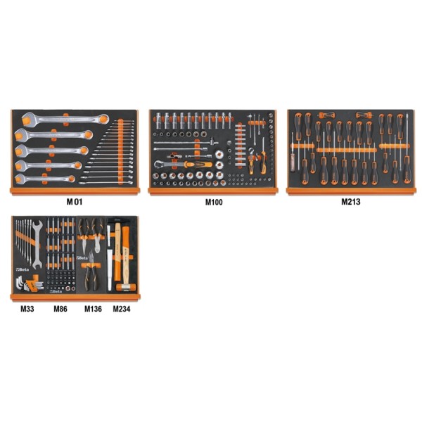 [059881019] Composition de 215 outils (Maintenance générale) en plateaux mousse compacte 5988U/7M BETA