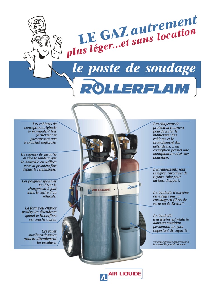 Poste de soudage oxygène-acétylène Rollerflam avec kit de soudage/découpage