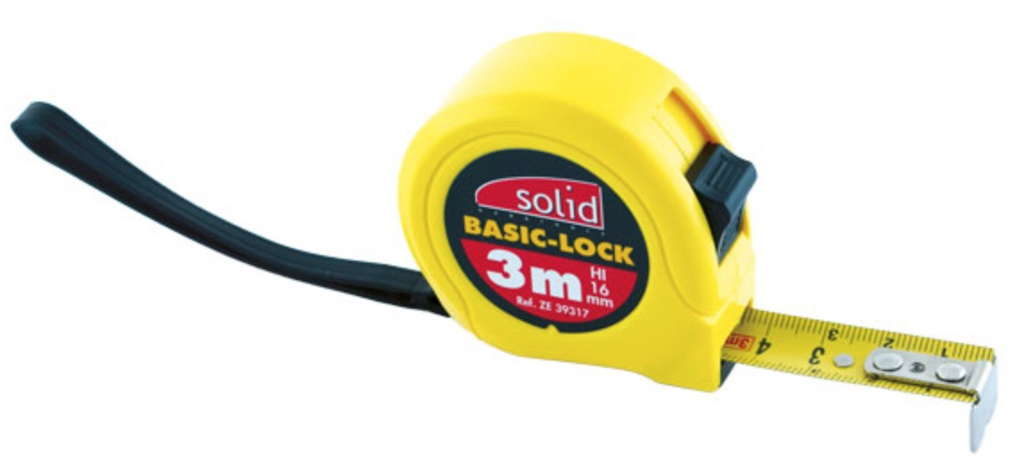 Mètre ruban boîtier Basic-Lock ABS jaune 3m x 16 mm