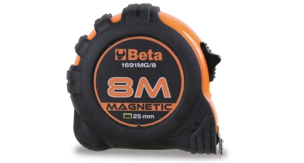 Mètre ruban magnétique (boîtier ABS antichoc) bi-matières Ruban en acier Classe de précision : II 1691MG/8 BETA 8M x 25mm