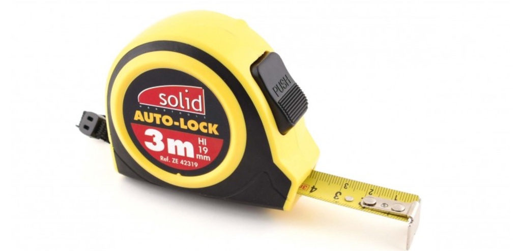 Mètre ruban Solid Auto-lock boîtier ABS bi-composant 3m x 19mm SOLID