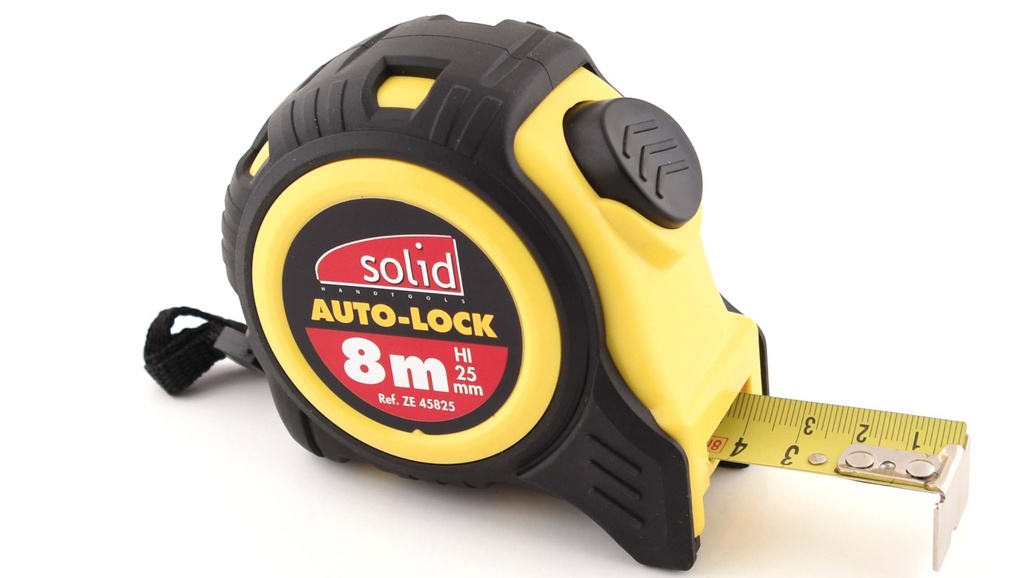 Mètre ruban Solid Auto-Lock boîtier ABS bi-composant 8m x 25mm