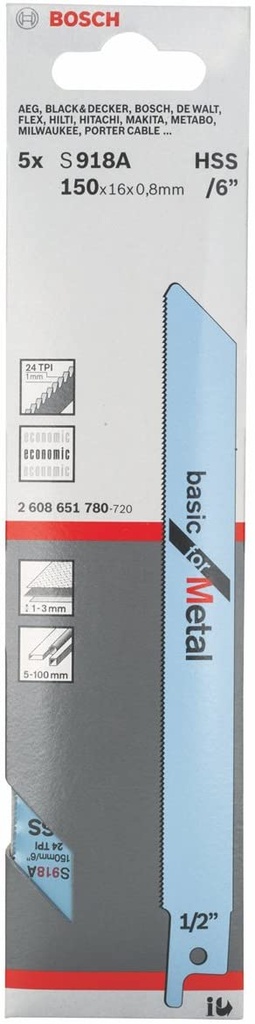 Lame de scie sabre Basic for Metal Bosch (150mm) S918AF 2pcs