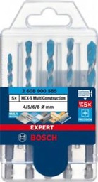 [2608900585] Coffret foret Multi-Construction 4-5-6-6-8 mm Bosch
